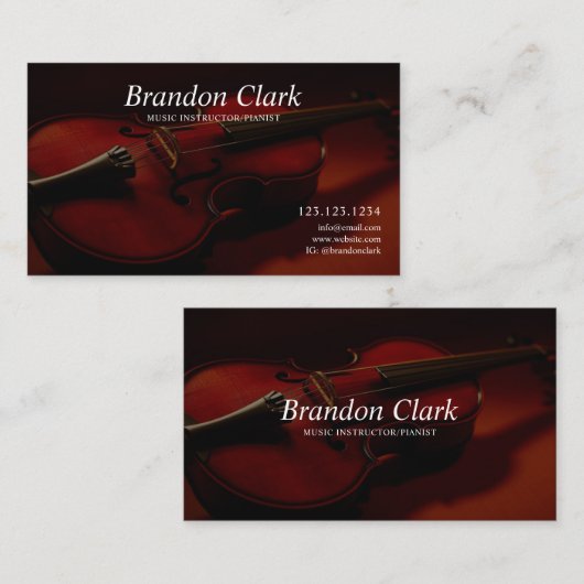 Warme viool in Studio Light Musician Visitekaartje (Voorkant / Achterkant)