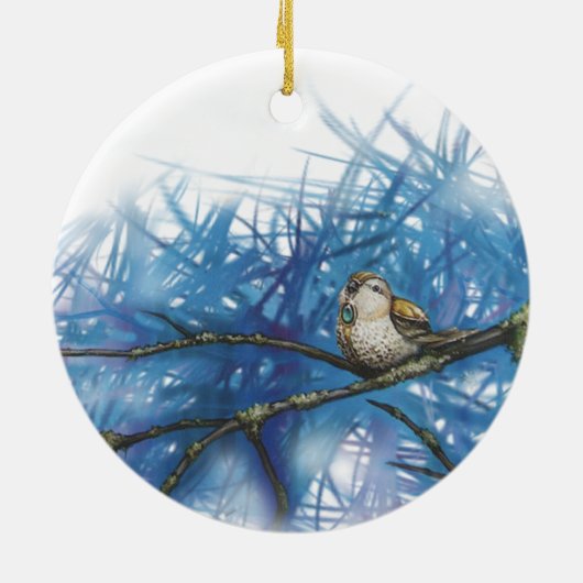 warme vogel keramisch ornament (Achterkant)