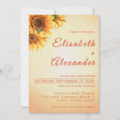 Warme vreugdevolle zonnebloem bruiloft uitnodiging (Voorkant)