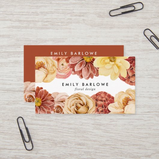  warme Waterverf Bloemen Visitekaartje (Voorkant / Achterkant in situ)