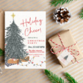 Warme waterverf dennenboom vakantie feestuitnodigi bedankjes labels