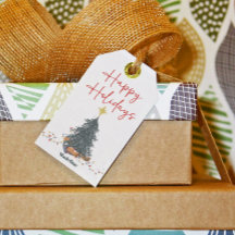 Warme waterverf dennenboom vakantie feestuitnodigi