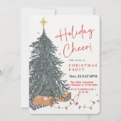 Warme waterverf dennenboom vakantie feestuitnodigi kaart (Voorkant)