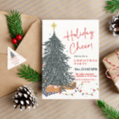 Warme waterverf dennenboom vakantie feestuitnodigi kaart