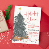 Warme waterverf dennenboom vakantie feestuitnodigi kaart