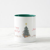 Warme waterverf dennenboom vakantie feestuitnodigi mok (Midden)