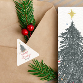 Warme waterverf dennenboom vakantie feestuitnodigi sticker