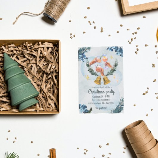 Warme waterverf vakantie kerstfeestuitnodiging kaart