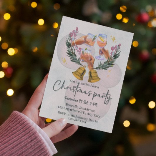 Warme waterverf vakantie kerstfeestuitnodiging kaart