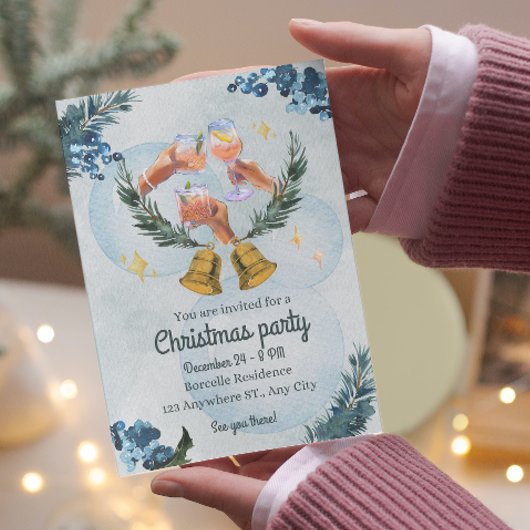 Warme waterverf vakantie kerstfeestuitnodiging kaart