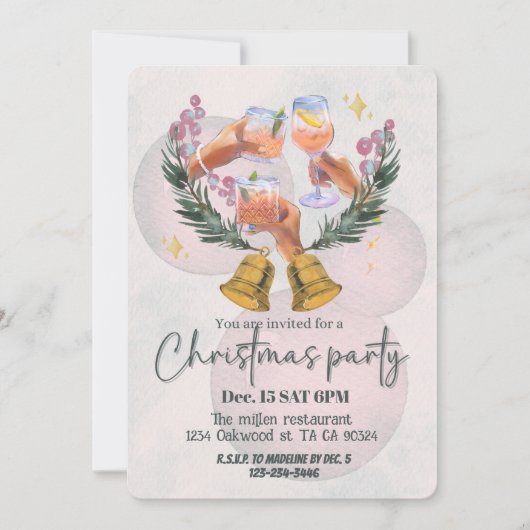 Warme waterverf vakantie kerstfeestuitnodiging kaart (Voorkant)