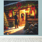 Warme Welkom: Eastman Johnson Holiday Glow Canvas Afdruk (Insitu (Houten vloer))