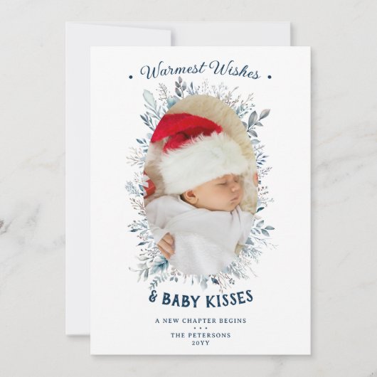 Warme Wensen Baby Kusjes Vakantie Chic Aankondigin Feestdagenkaart (Voorkant)