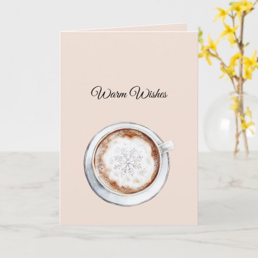 Warme Wensen Cacao Sneeuwvlok Kerstmis Kaart (Gele Bloem)