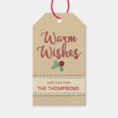 Warme Wensen Custom Foto Faux Vilt/Borduurwerk Cadeaulabel (Voorkant)