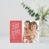 Warme Wensen Deze Feestdagen Hand Lettered 1-Foto (Staand voorkant)