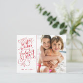 Warme Wensen Deze Feestdagen Hand Lettered 1-Foto (Staand voorkant)