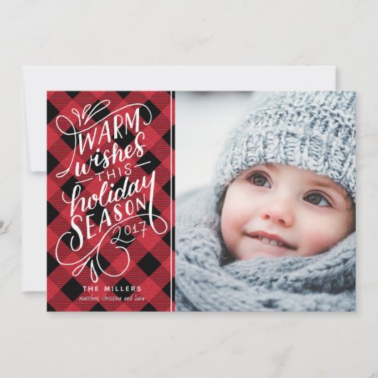 Warme Wensen Deze Feestdagen Hand Lettered Foto Pl Feestdagenkaart (Voorkant)