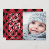 Warme Wensen Deze Feestdagen Hand Lettered Foto Pl Feestdagenkaart (Voorkant / Achterkant)