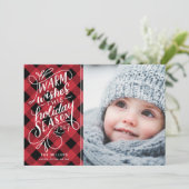 Warme Wensen Deze Feestdagen Hand Lettered Foto Pl Feestdagenkaart (Staand voorkant)