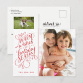 Warme wensen deze vakantie met de hand geschreven  feestdagenkaart (Voorkant / Achterkant)