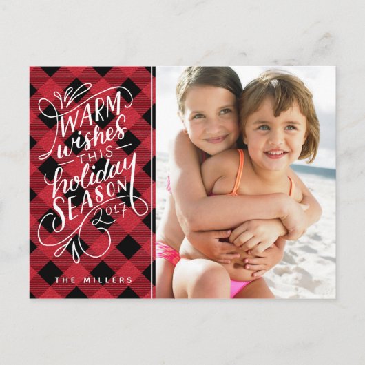Warme Wensen Deze Van letters voorzien Plaid van Feestdagenkaart (Voorkant)