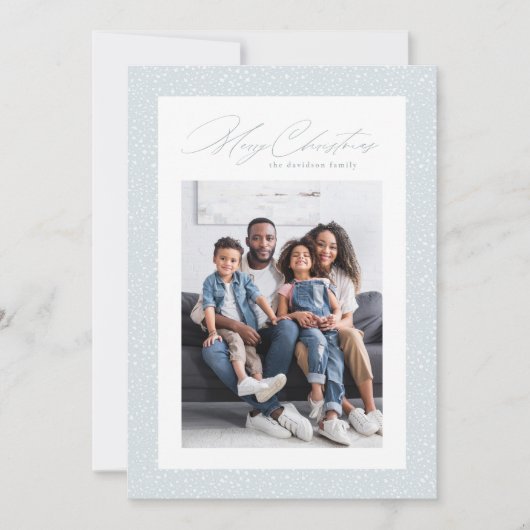 Warme wensen één foto sneeuwvlokken frame eenvoudi feestdagenkaart (Voorkant)