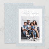 Warme wensen één foto sneeuwvlokken frame eenvoudi feestdagenkaart (Voorkant / Achterkant)