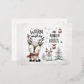 Warme wensen en rendieren kussen briefkaart (Voorkant / Achterkant)
