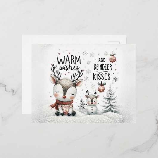Warme wensen en rendieren kussen briefkaart (Voorkant / Achterkant)