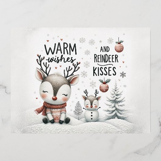 Warme wensen en rendieren kussen briefkaart (Voorkant)