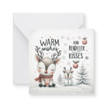 Warme wensen en rendieren kussen wenskaart