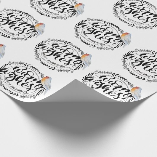 WARME WENSEN Festivische Winter Robin Persoonlijk Cadeaupapier (Hoek)