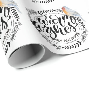 WARME WENSEN Festivische Winter Robin Persoonlijk Cadeaupapier