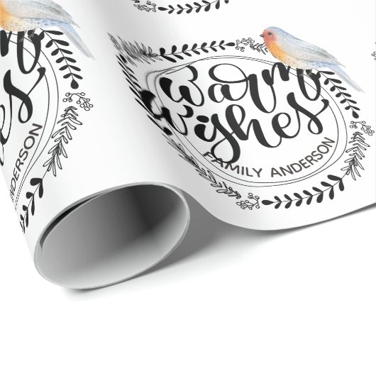 WARME WENSEN Festivische Winter Robin Persoonlijk Cadeaupapier (Rol Hoek)