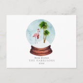 Warme Wensen Flamingo Sneeuwbol Kerstvakantie Feestdagenkaart (Voorkant)