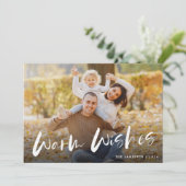 Warme wensen Foto Kerst Feestdagenkaart (Staand voorkant)