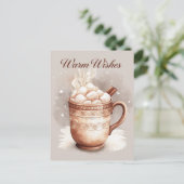 Warme Wensen Heet Cacao en Marshmallows Feestdagenkaart (Staand voorkant)