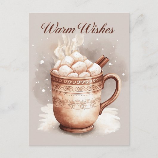 Warme Wensen Heet Cacao en Marshmallows Feestdagenkaart (Voorkant)