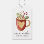 Warme Wensen Hot Cacao Kerstvakantie Cadeaulabel (Voorkant)