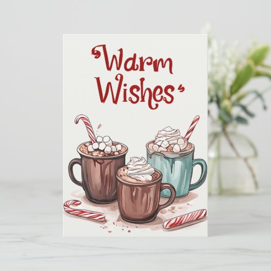 Warme Wensen - Knus Warm Chocolade Kerstkaart (Staand voorkant)