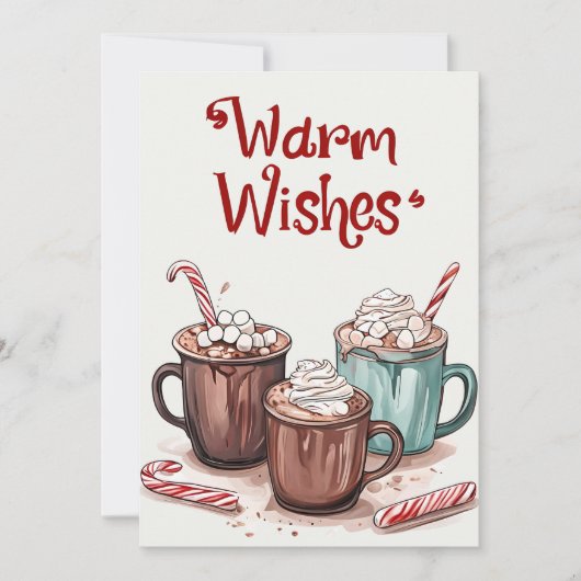 Warme Wensen - Knus Warme Chocolade Kerstkaart (Voorkant)