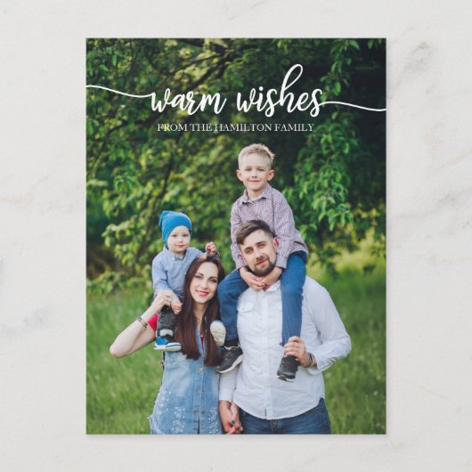 Warme Wensen Mooie Script Unieke Foto Kerstmis Briefkaart (Voorkant)