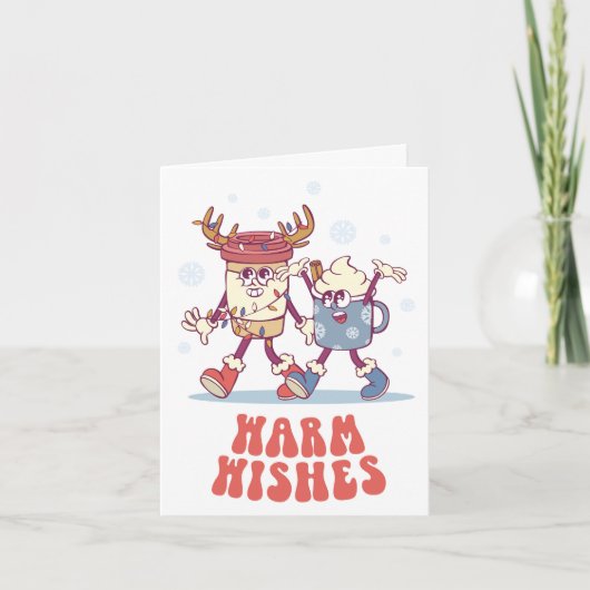 Warme wensen: Retro Groovy Holiday Kaart (Voorkant)