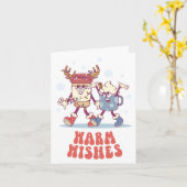 Warme wensen: Retro Groovy Holiday Kaart (Gele Bloem)