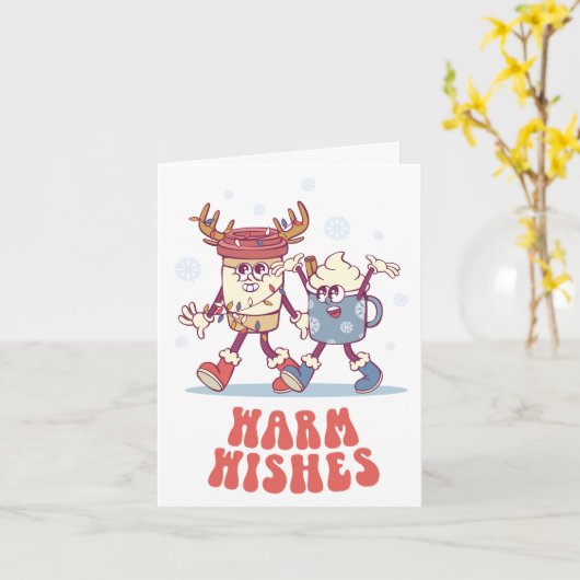 Warme wensen: Retro Groovy Holiday Kaart (Gele Bloem)