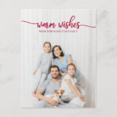 Warme Wensen Rode Script Unieke Foto Kerstmis Briefkaart (Voorkant)