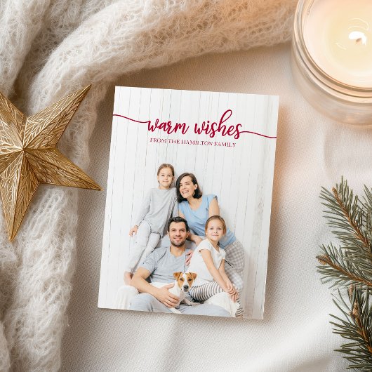Warme Wensen Rode Script Unieke Foto Kerstmis Briefkaart