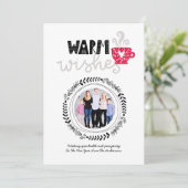 Warme Wensen Scandinavische Doodle FOTO Kerstmis Kaart (Staand voorkant)