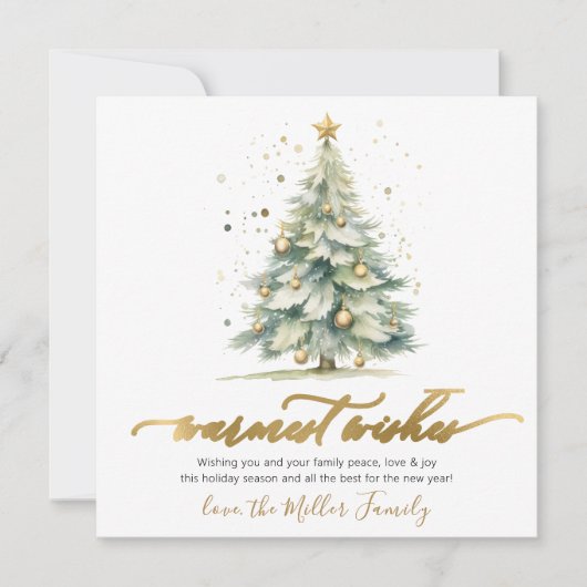 Warme Wensen Script Kerstboom Niet-foto Feestdagenkaart (Voorkant)